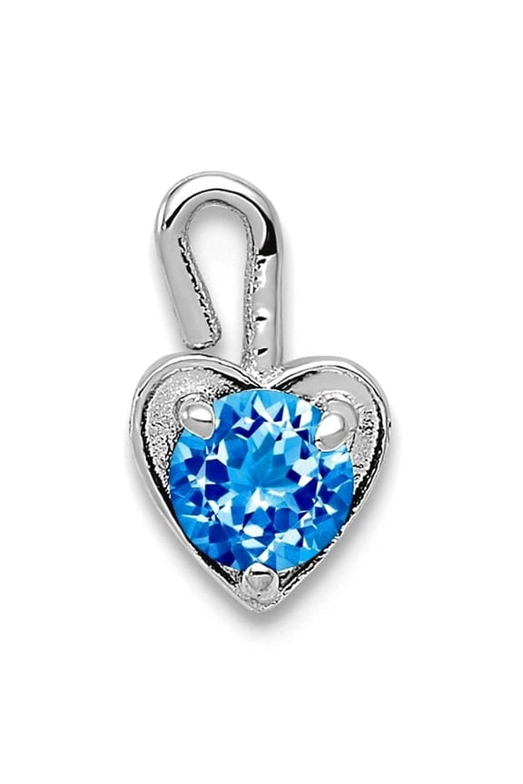 14k White Gold Polished December Love Heart Charm 4mm Wide Pendant Necklace for Women