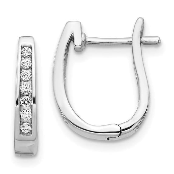 14k White Gold Diamond 3mm Hinged Hoop Earrings EM5415