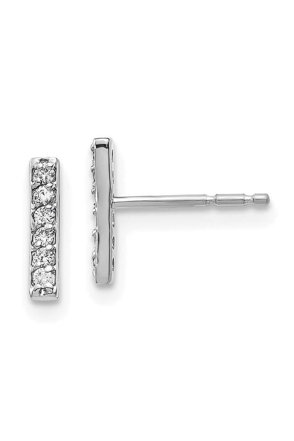 14k White Gold Diamond Bar Earrings XE3075WA