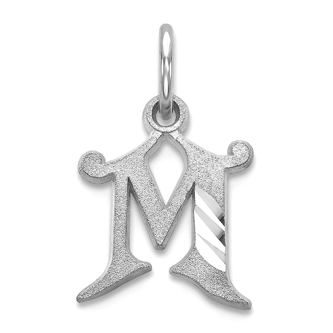 Finest Gold 14K White Gold Diamond-Cut Letter M Initial Charm