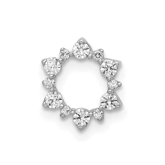 Finest Gold 14K White Gold Diamond Fancy Circle Chain Slide Pendant