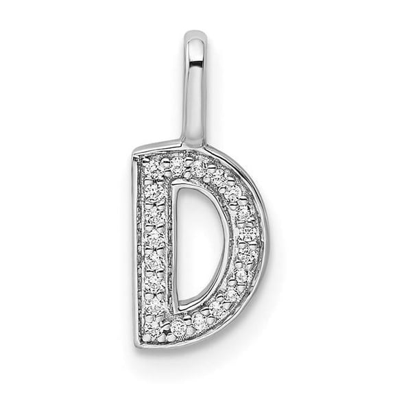 Finest Gold 14K White Gold Diamond Letter D Initial Pendant