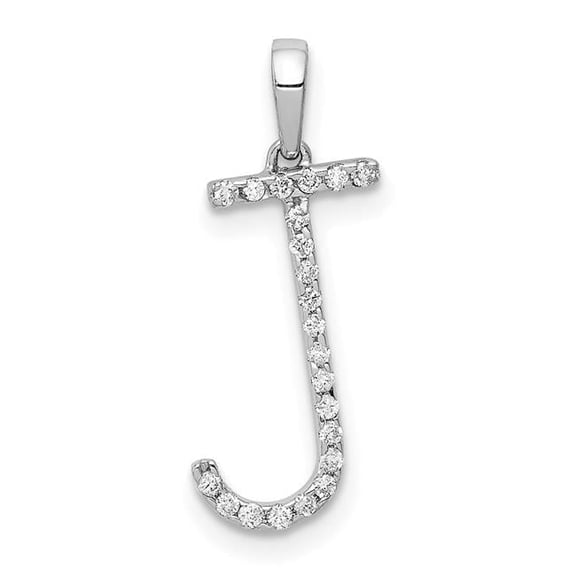 14K White Gold Diamond Letter J Initial Pendant PM5222J