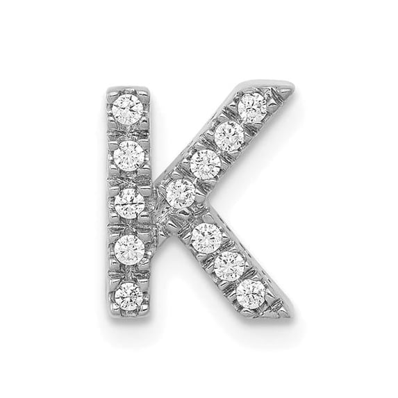 14K White Gold Diamond 0.12-CT Letter K Initial Charm Pendant