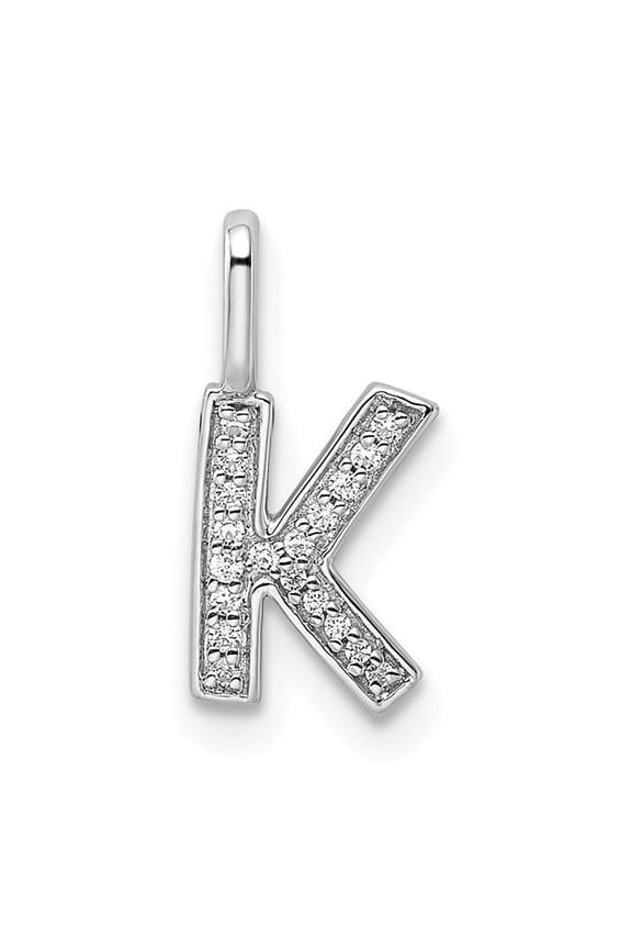 14K White Gold Diamond Letter K Initial Pendant