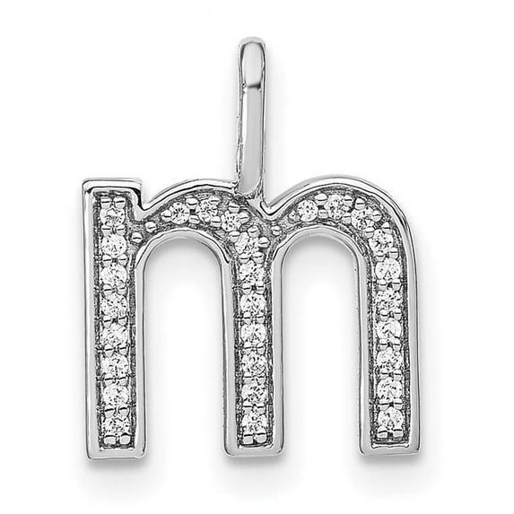 Finest Gold 14K White Gold Diamond Lower Case Letter M Initial Pendant