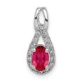 thumbnail image 1 of Finest Gold 14K White Gold Diamond & Oval .50 Ruby Pendant, 1 of 4