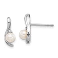 thumbnail image 1 of 14k White Gold 4.5mm June/Freshwater Cultured Pearl and Diamond Post Earrings XBS382, 1 of 4