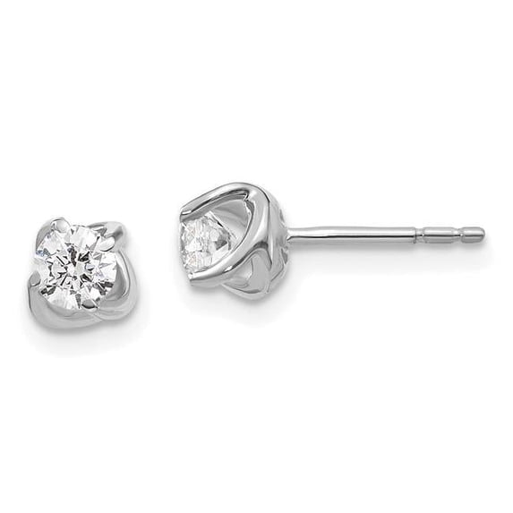 Finest Gold 14K White Gold Fancy Twist Diamond Earrings