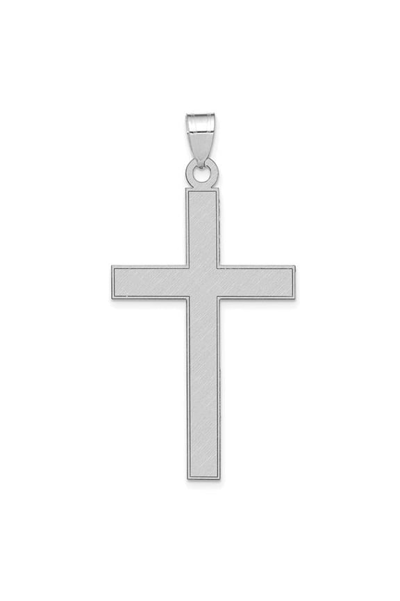 Finest Gold 14K White Gold Florentine Satin Cross Pendant