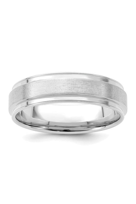 14K White Gold Heavy Comfort Fit Brush Satin Fancy Band, Size 8