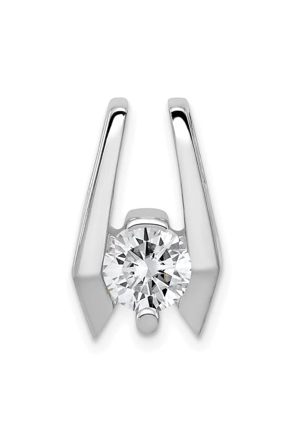 14K White Gold Holds 5.75 mm Stone & Slide Mounting Pendant