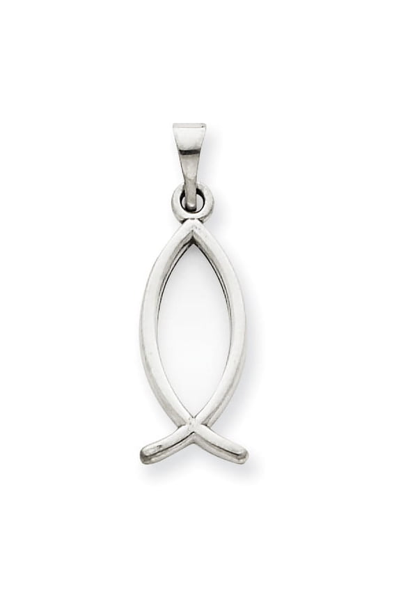 14K White Gold Ichthus Fish Pendant