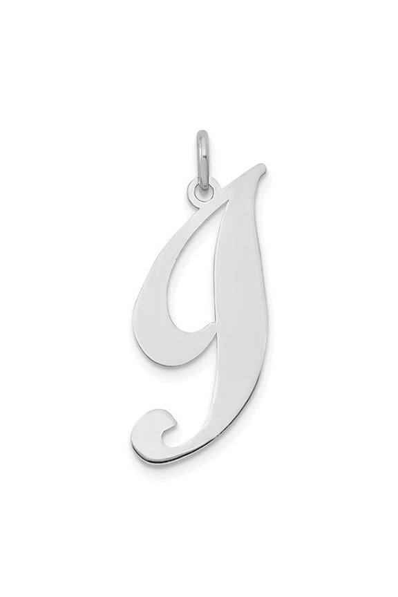 14K White Gold Large Fancy Script Letter I Initial Charm