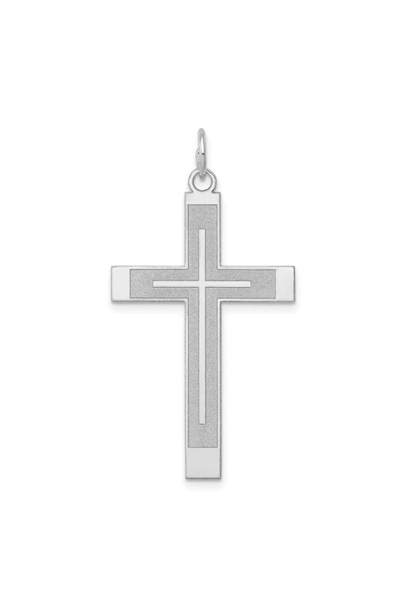14k White Gold Laser Designed Cross Pendant