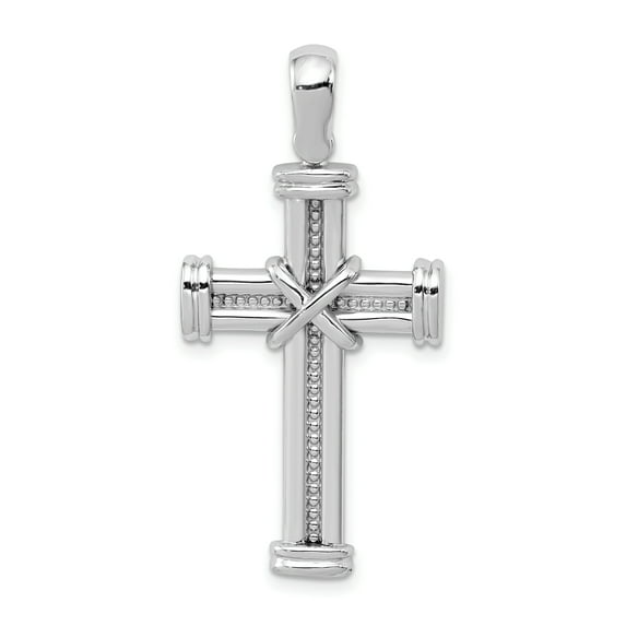 Finest Gold 14K White Gold Latin Cross Pendant