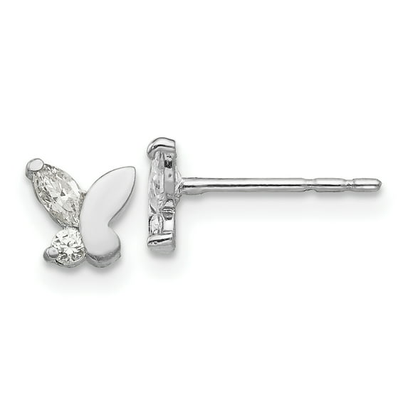 14k White Gold Madi K CZ Butterfly Post Earrings GK611
