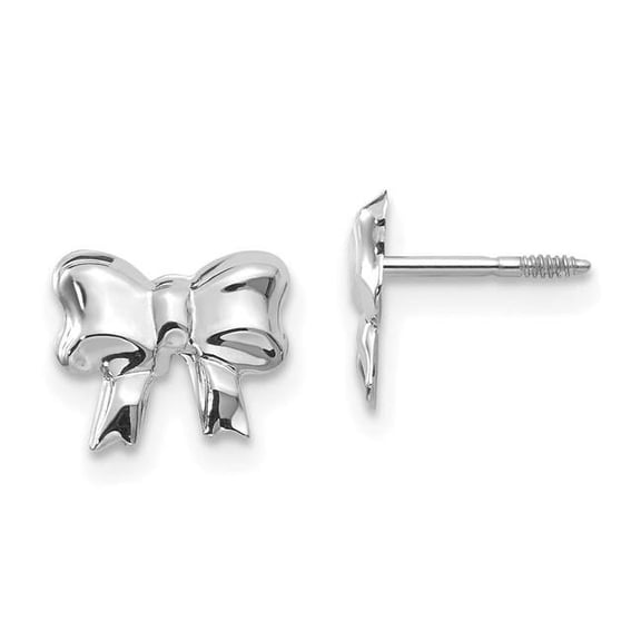 Madi K 14k White Gold Rhodium-plated Bow Screwback Post Earrings
