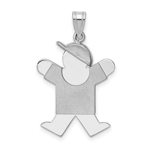 14k White Gold The Kids Medium Boy with Hat on Right Engravable Joy Charm XK317