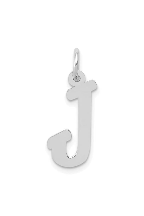 14K White Gold Medium Script Letter J Initial Charm