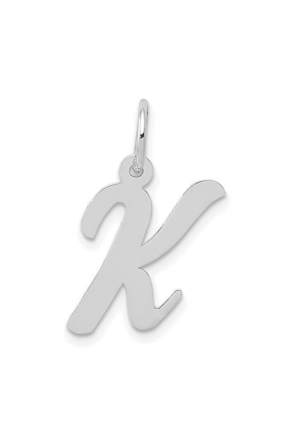 14K White Gold Medium Script Letter K Initial Charm