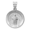 thumbnail image 1 of 14K White Gold Polished and Satin Hollow St Jude Thaddeus Medal Round Pendant, 1 of 2
