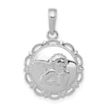 thumbnail image 1 of Finest Gold 14K White Gold Polished Angel & Cherub on Round Scallop Frame Pendant, 1 of 2