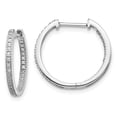thumbnail image 1 of Finest Gold 14K White Gold Polished Diamond In-Out Hinged Hoop Earrings, 1 of 2