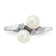 thumbnail image 1 of Finest Gold 14K White Gold Polished Diamond & Pearl Mounting Ring, Size 6, 1 of 1