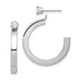 thumbnail image 1 of Finest Gold 14K White Gold Polished J Hoop with CZ Stud Earrings Jackets, 1 of 3