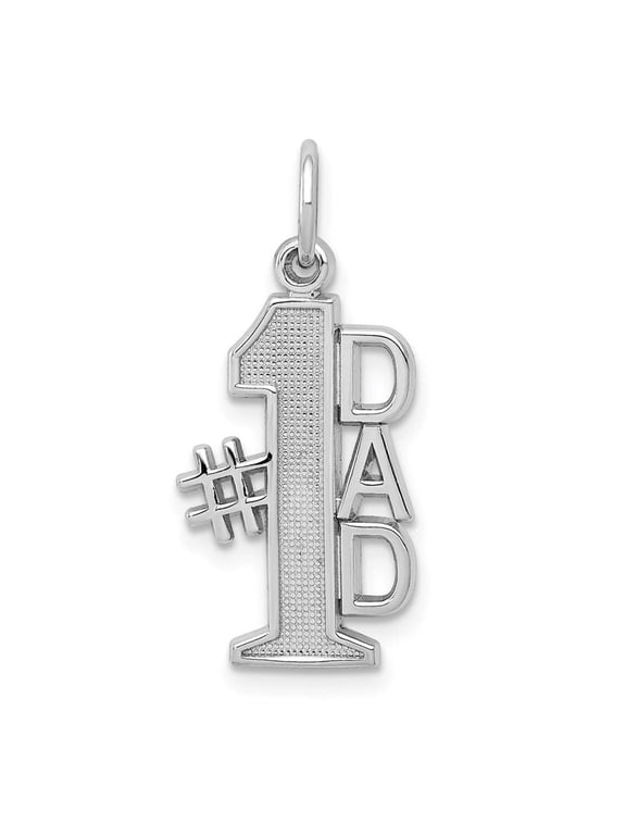 14k White Gold Polished #1 Dad Pendant