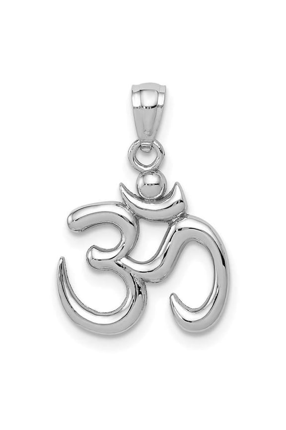 14k White Gold Polished Finish Om Symbol Charm Pendant
