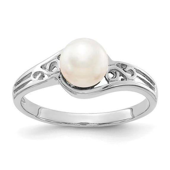 Finest Gold 14K White Gold Polished Pearl Filigree Ring Mounting - Size 6