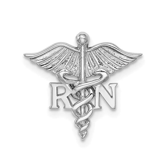Finest Gold 14K White Gold Polished RN Medical Chain Slide Pendant