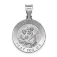 thumbnail image 1 of 14k White Gold Polished and Satin Hollow St Joseph Medal Round Pendant, 1 of 4