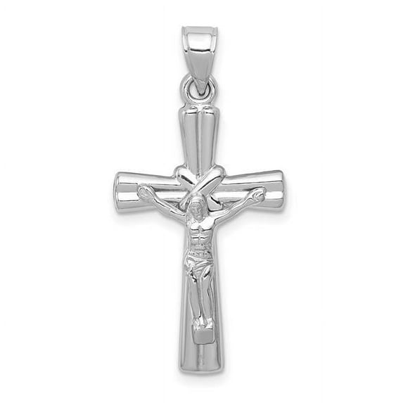 Finest Gold 14K White Gold Reversible Crucifix Pendant