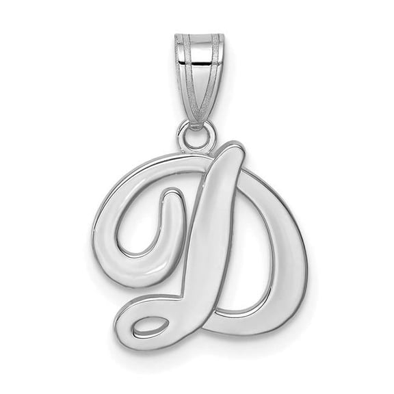 Finest Gold 14K White Gold Script Letter D Initial Pendant