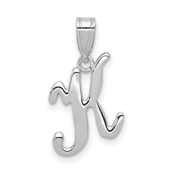 Finest Gold 14K White Gold Script Letter K Initial Pendant