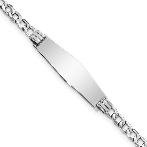 Finest Gold 14K White Gold Semi-Solid Soft Diamond Shape Cuban Link ID 7 in. Bracelet