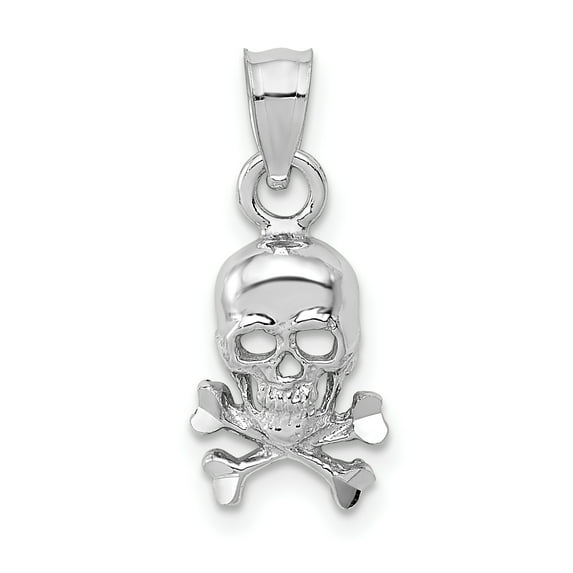 Finest Gold 14K White Gold Skull & Crossbones Pendant