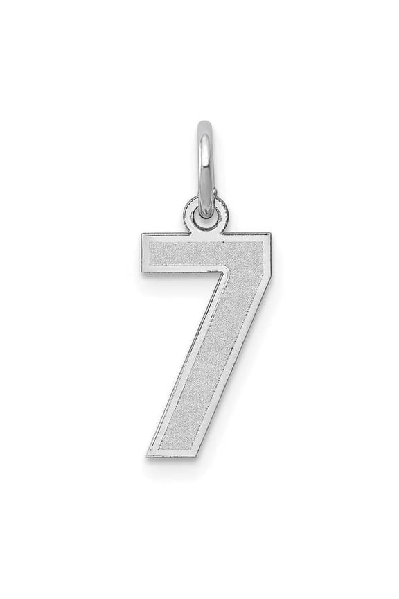 14K White Gold Small Satin Number 7 Charm