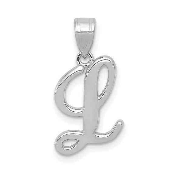 Finest Gold 14K White Gold White Gold Script Letter L Initial Pendant