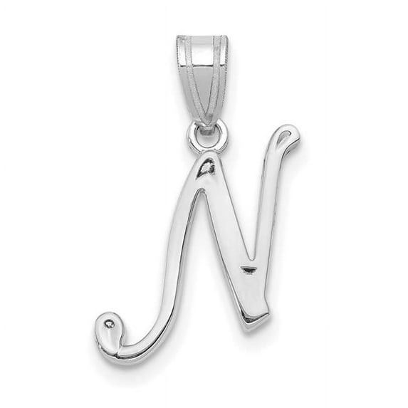 Finest Gold 14K White Gold White Gold Script Letter N Initial Pendant