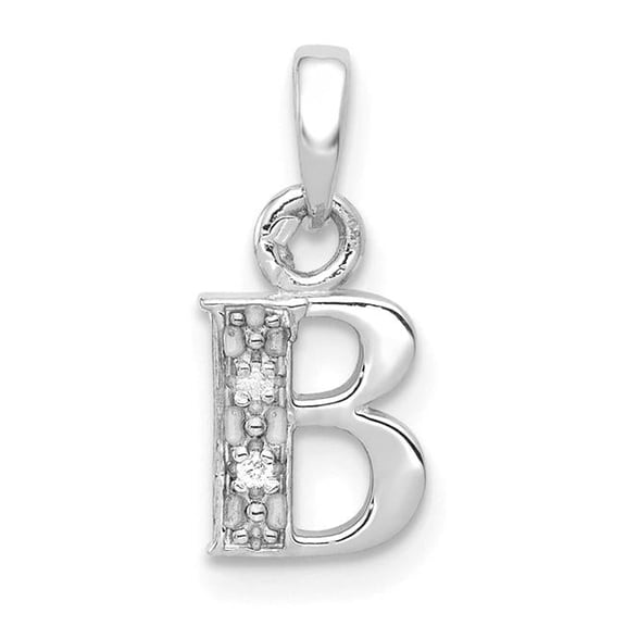 Finest Gold 14K White Gold with Rhodium Diamond Letter B Initial Pendant