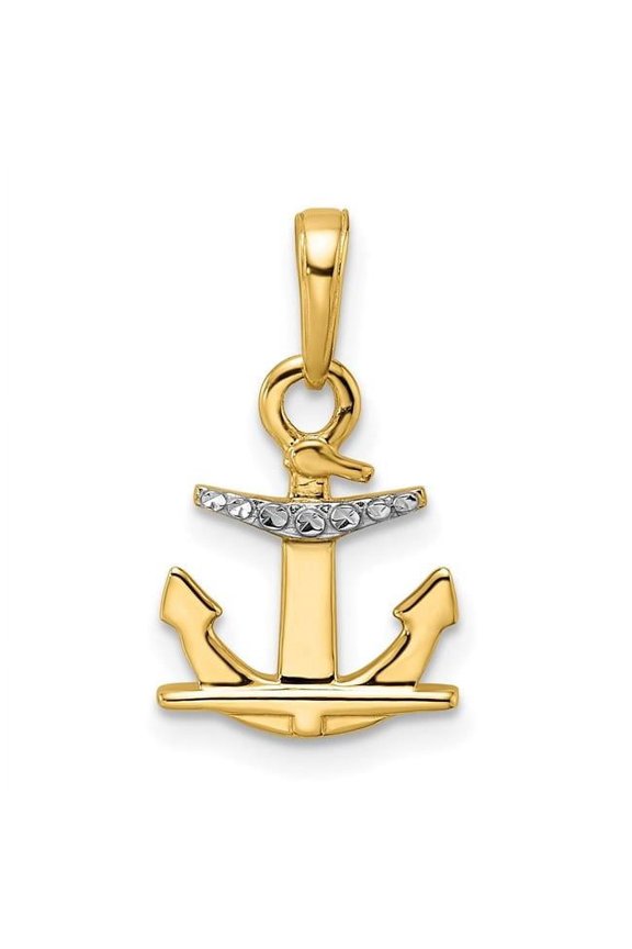 14K White Rhodium D-C Anchor Pendant
