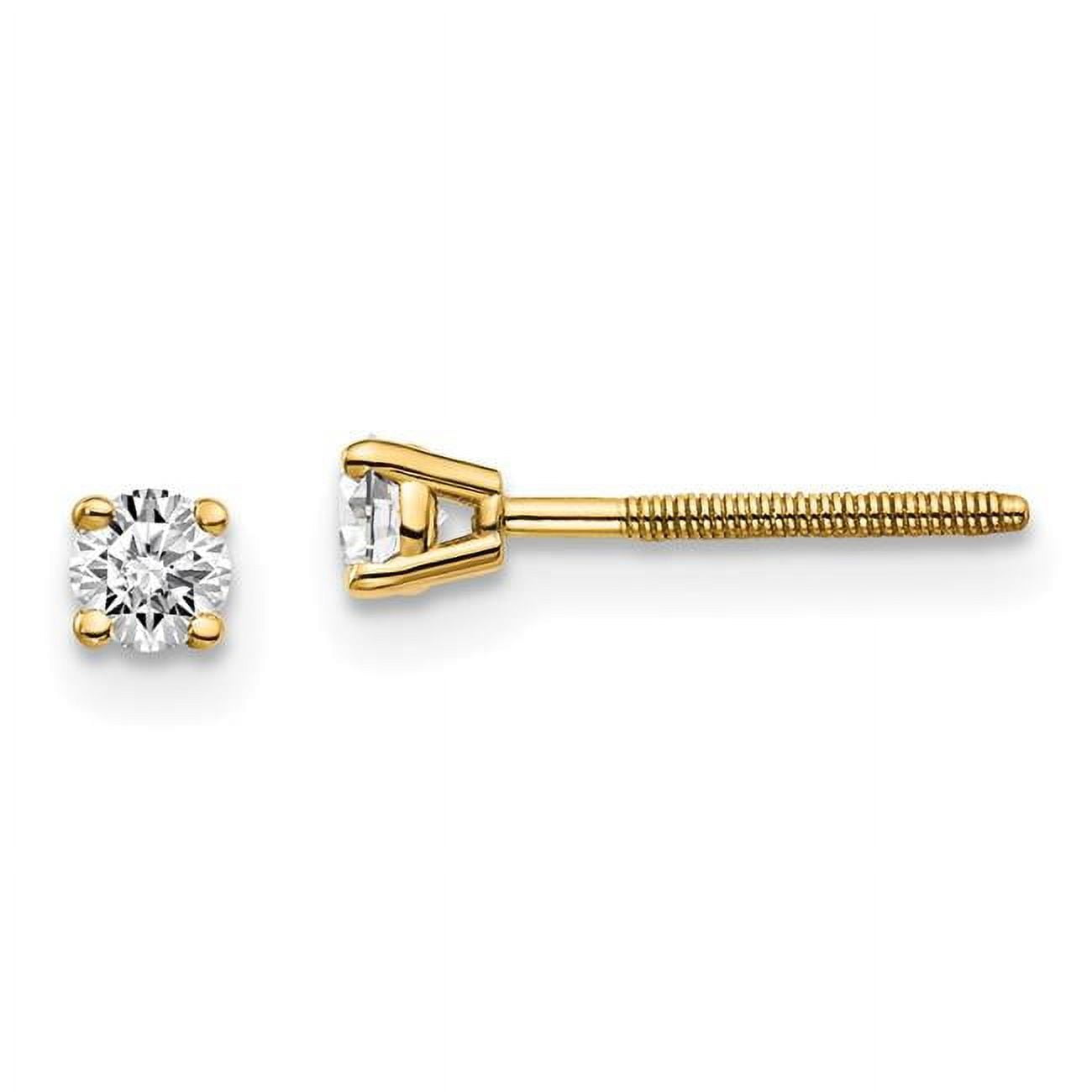 3mm (0.10ctw) Diamond Stud Earrings - Unique Setting 1 Earring & Screw-Back / 14K White Gold