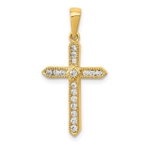 Finest Gold 14K Yellow Gold 0.25CT Diamond Cross Pendant