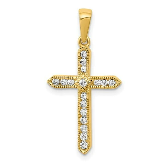 Finest Gold 14K Yellow Gold 0.25CT Diamond Cross Pendant