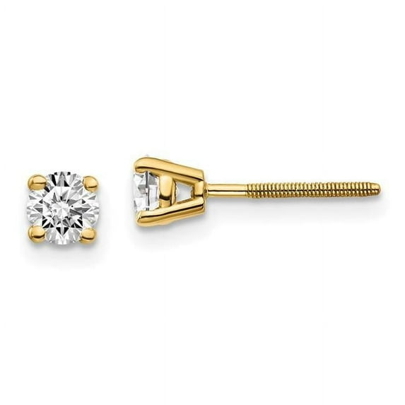Finest Gold 14K Yellow Gold 0.50CT SI3 G-I Diamond Stud Thread On & Off Post Earrings
