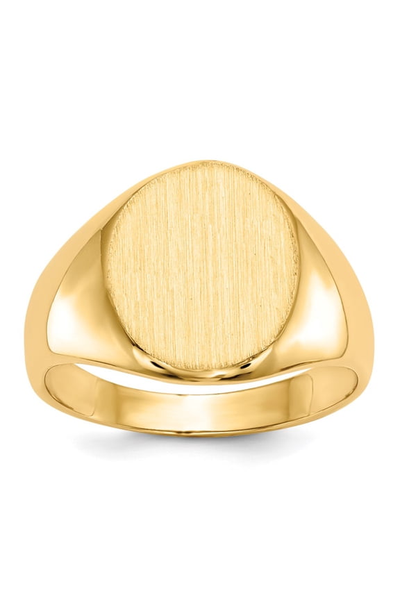 14k 11.0x12.5mm Oval Open Back Signet Ring RS114